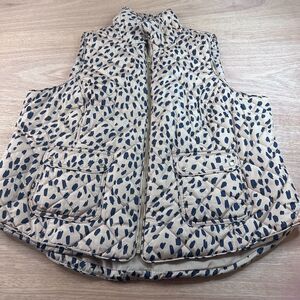 Crown & Ivy 3X Quilted Leopard Print Puffer Vest Tan Black Plus Size